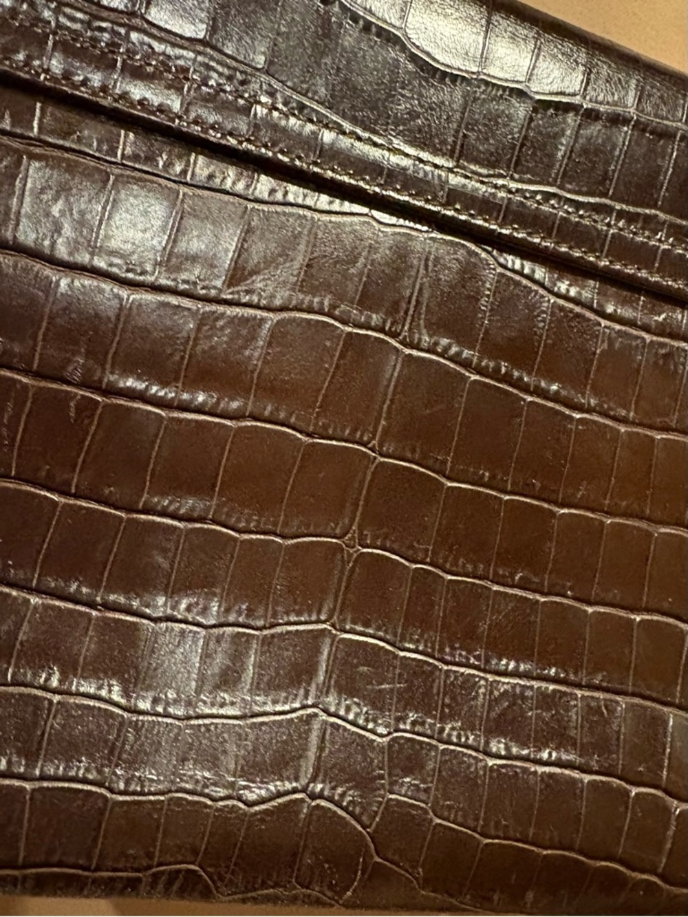 Salvatore Ferragamo Vintage Dark Brown Croc-Embossed Leather shoulder bag purse - Picture 13 of 15